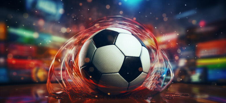 soccer ball on blurred gaming background