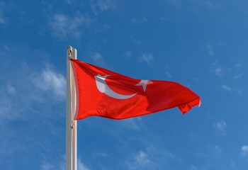 Turkey flag against the spring sky 12