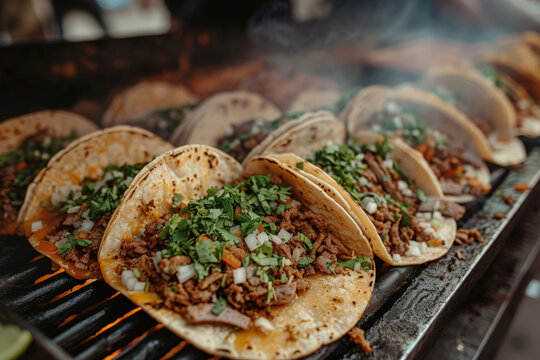 taquero cocinando tacos en las calles de M&eacute;xico