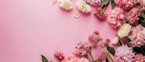 flower border on pink background