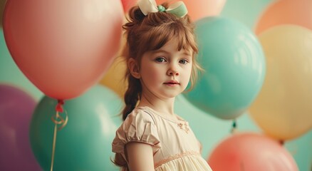 little girl posing with balloons.