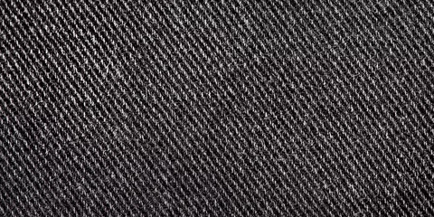Photo sur Plexiglas Photographie macro Black denim fabric macro photo. Jeans as a background. Fabric texture.