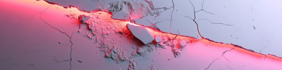 neon light in a crack in the wall background.