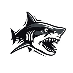 Naklejka premium Shark head on white background. Vector illustration in black and white colors.