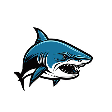 Shark mascot logo template vector icon illustration design isolated on white background