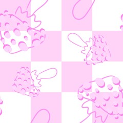 Abstract retro autumn cheskered mushrooms seamless pattern for fabrics and wrapping paper and kids clothes