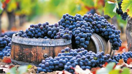 Harvesting grapes on prestigious vineyards