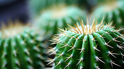 Naklejka na ściany i meble Close-up of cactus plant surface with sharp needles
