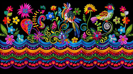 An ethnic pattern in the style of the Mayan tribe, with symbols of time and spa