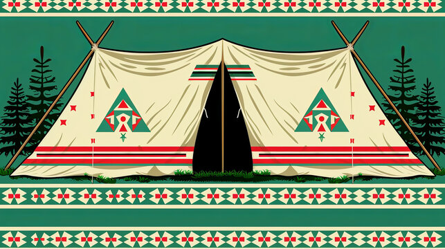 An ethnic pattern in the style of the Indians of the Hopi tribe, with symbols of the sun, stars