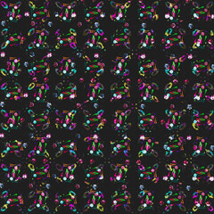 pattern with abstract colorful specks on black background 