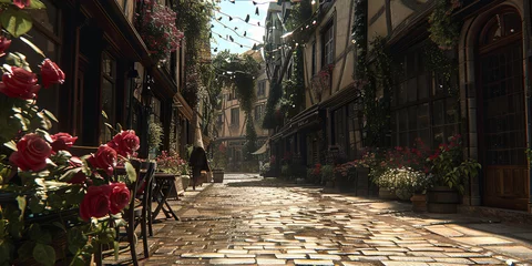 Fotobehang Feeën en elfen A magical city where houses have the form of sweets and ice cream, and funny fairies and elves p  © JVLMediaUHD