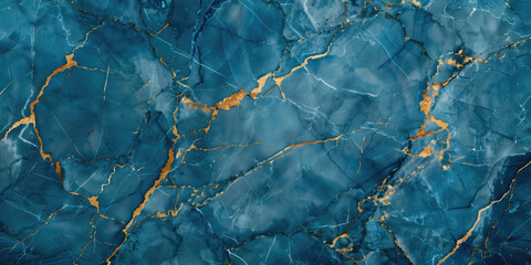 Luxury blue marble with golden veins texture background. Generative Ai