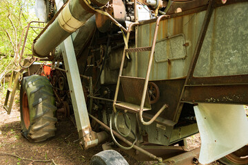 Close-up of vintage combine gleaner
