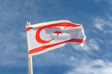 Northern Cyprus flag waving in the wind 8