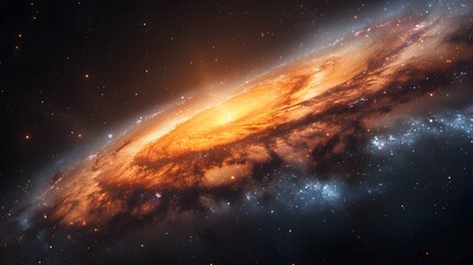 Fantasy space landscape, with galaxy, milky way, and stars. Contemporary space photography. - obrazy, fototapety, plakaty