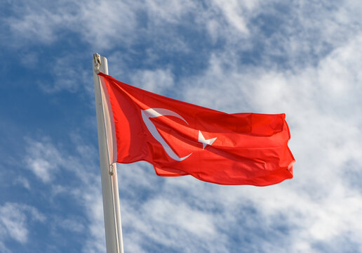 Turkey flag against the spring sky 5