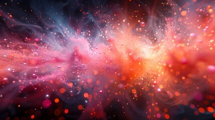 Abstract background with powder splashes. Powder explosion on black background. Colored cloud of dust. Explosion of colored dust.