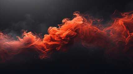 Silky red smoke tendrils float in a dark expanse, mysterious and fluid, AI Generative. - obrazy, fototapety, plakaty