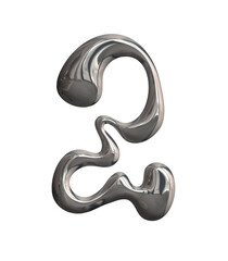 3d liquid chrome letter shape