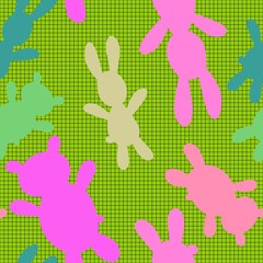 Cartoon animals doodle seamless bears and rabbit pattern for wrapping paper and fabrics and linens