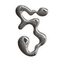 3d liquid chrome letter shape