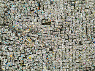 Aerial view of large scraps of plastics ready to be recycled - 749031673