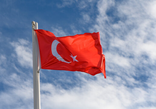 Turkey flag against the spring sky 2