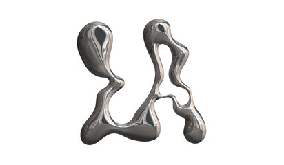 3d liquid chrome letter shape