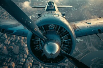 Retro plane. Aviation Day. Background with selective focus and copy space - obrazy, fototapety, plakaty