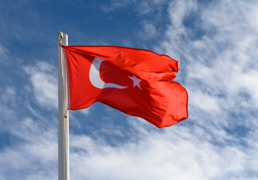 Turkey flag against the spring sky 1