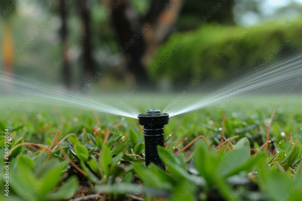 Poster watering and irrigation concept. background with selective focus and copy space
