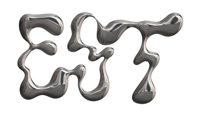 3d liquid chrome letter shape