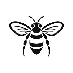 Bee outline black icon. Clipart image isolated on wh