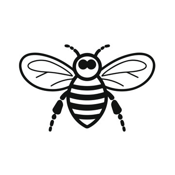 Bee outline black icon. Clipart image isolated on wh