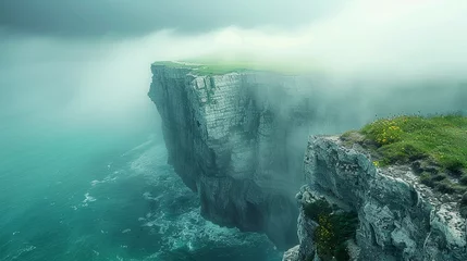 Deurstickers cliff in fog © Borel
