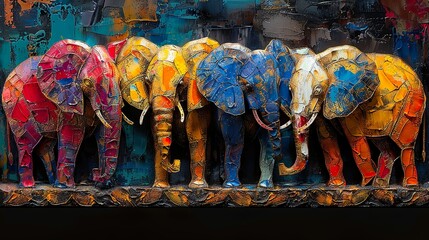 colorful art elephants 