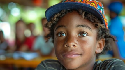 handsome dark-skinned boy is wearing a cap