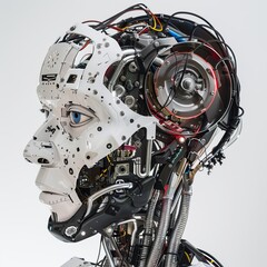 Fototapeta premium Blurring Boundaries: Robot Head Emulating Human Expressions