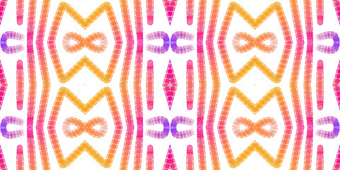 Seamless colourful batik ethnic dayak borneo line art pattern for aesthetic background or garment textile