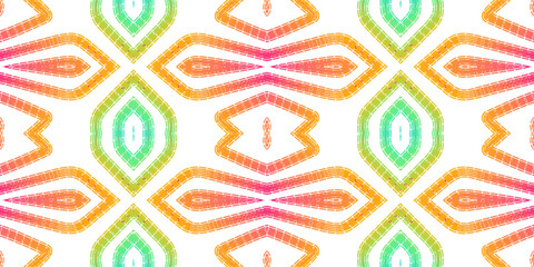 Seamless colourful batik ethnic dayak borneo line art pattern for aesthetic background or garment textile