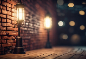 Brick wall and lamps background