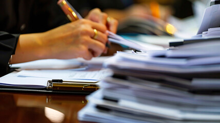 Corporate professionals conducting a document audit ensuring accuracy and compliance in business operations