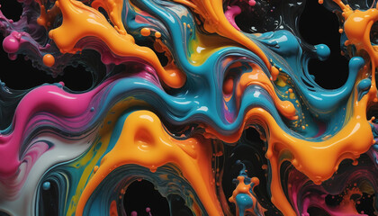 Obraz premium Different colored liquids mix together very dynamically to create abstract shapes and color combinations