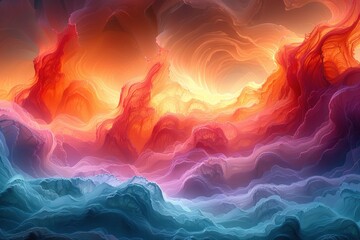Obraz premium Fantasy Landscape Illusionistic Digital Mesmerizing Wave Pattern