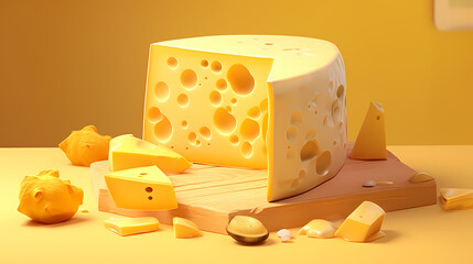 Delicious cheese on the background, yellow cheese on the table