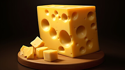 Delicious cheese on the background, yellow cheese on the table