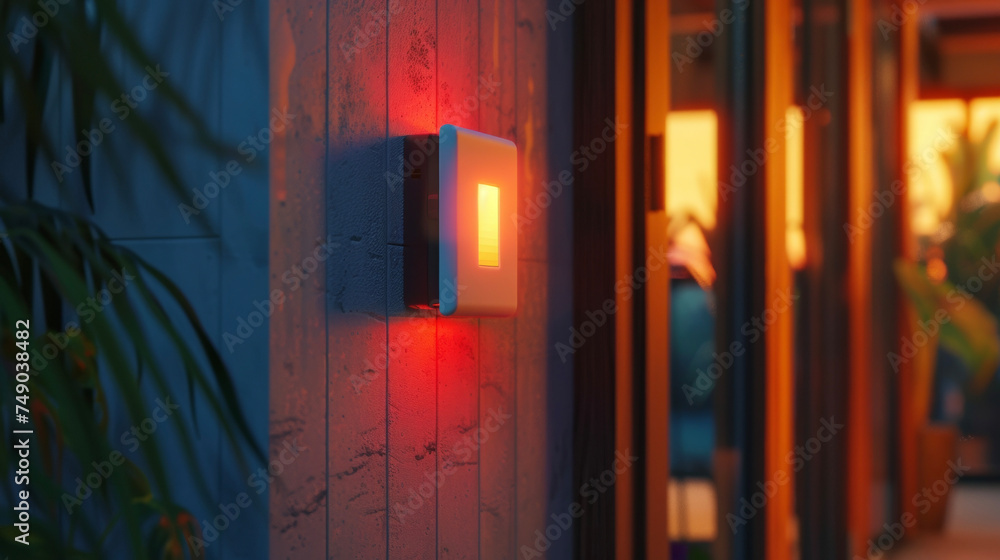 Poster a detailed view of a temperature sensor that alerts users if their homes temperature falls outside o