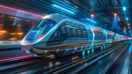 futuristic bullet train or hyperloop ultrasonic train cabsul with full self driving system...