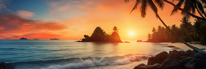 Serene Paradise: A Captivating View of Ao Ngam Kho, Thailand at Sunset Time
